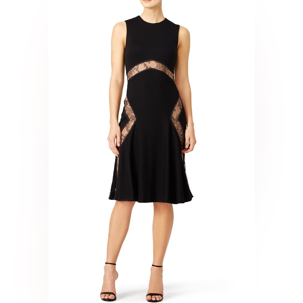 Jason Wu Clarine Dress Black Lace Panel 2 Flounce Lined
